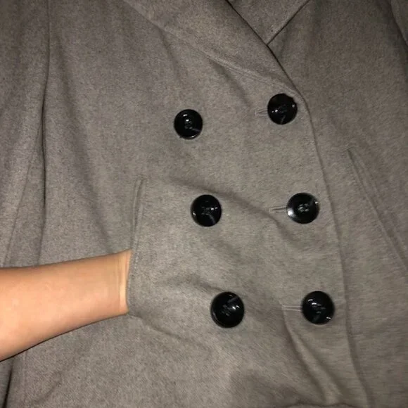 Merona Gray Pea Coat Timeless Elegance - Picture 4 of 5